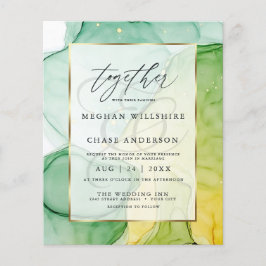 Papier Mariage Budget Vibrant Vert Or Abstrait Encre