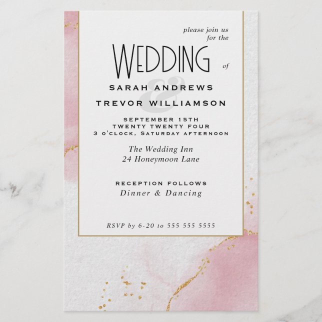 Papier Mariage budgétaire Ciels roses Abstraits (Devant)