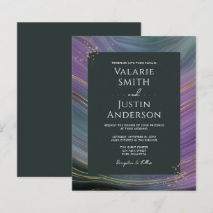 Papier Mariage budgétaire en pierre d'âge bleu et violet
