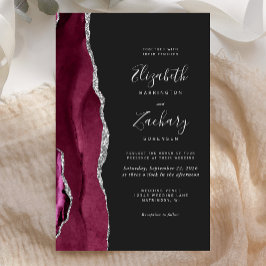 Papier Mariage Burgundy Argent Agate Foncé Budget
