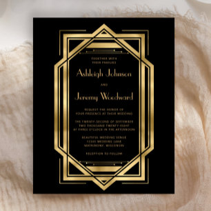 Papier Mariage Cadre Noir Doré Budget Vintage 1920s Déco