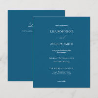 Mariage Calligraphié Bleu Foncé Économique