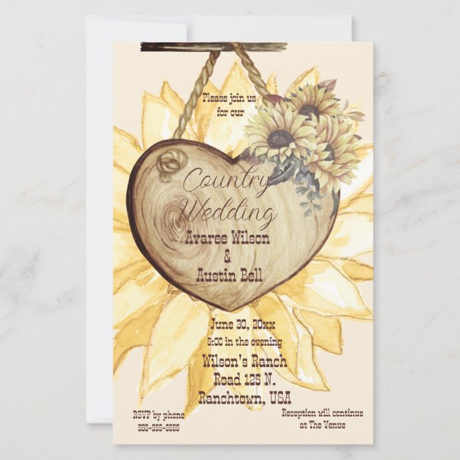 Papier Mariage campagnard tournesol (Devant)