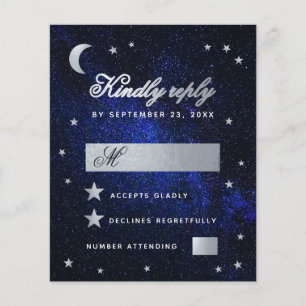 Papier Mariage Céleste Faux Étoiles Argent Budget RSVP