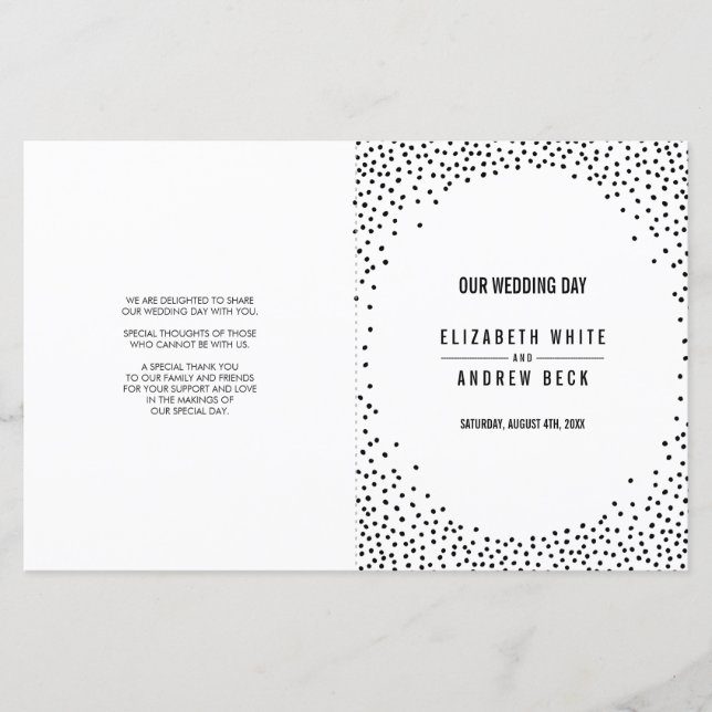 Papier MARIAGE CÉRÉMONIE mignonne taches de confettis noi (Devant)
