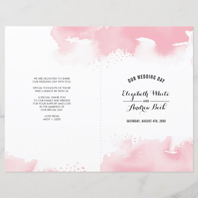 Papier MARIAGE CEREMONY chic aquarelle rose vif (Devant)