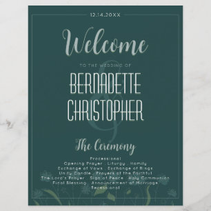 Papier Mariage Chic Moderne Élégant Vert Émeraude Simple