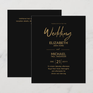 Papier Mariage classique moderne Black Gold Budget Invite