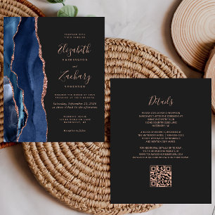 Papier Mariage Code QR Agate Or Rose Navy Budget