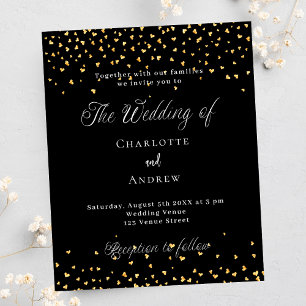 Papier Mariage coeur d'or noir chic invitation budget chi