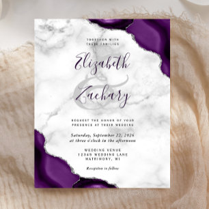 Papier Mariage Coins de Marbre Agate Violet Budget