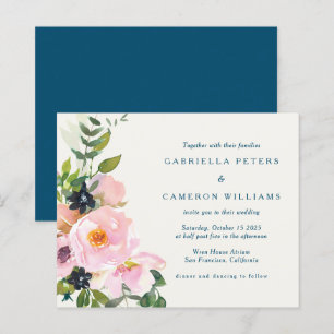 Papier Mariage d'aquarelle couleur bleu rose élégant budg