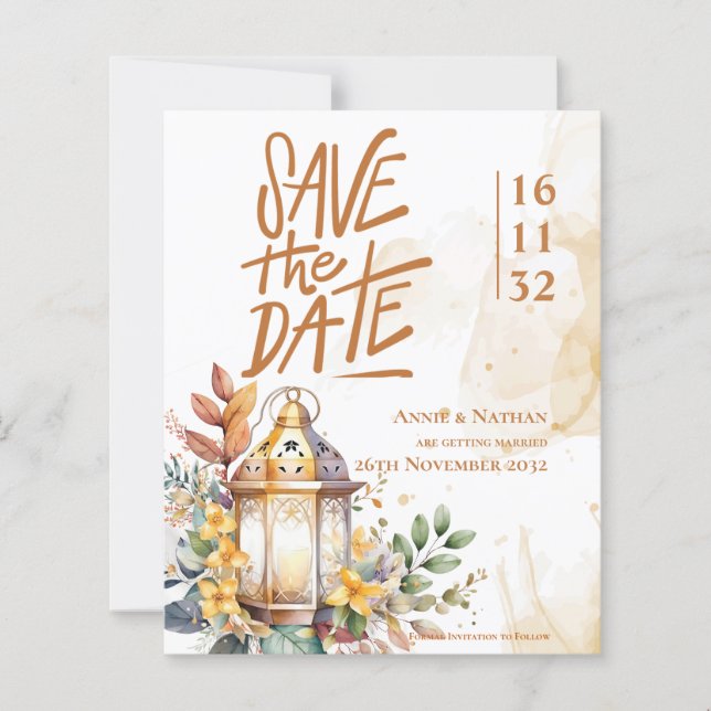 Papier Mariage de automne de lanterne jaune Floral Enregi (Devant)