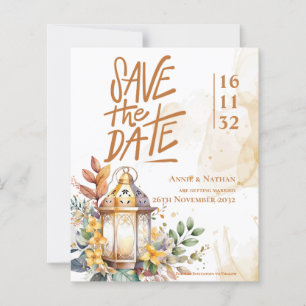 Papier Mariage de automne de lanterne jaune Floral Enregi