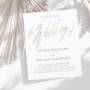 Papier Mariage de budget blanc et or simple Script