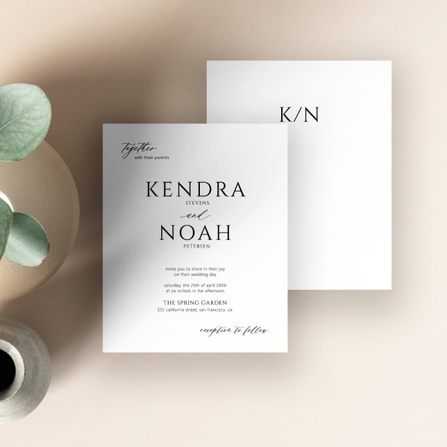 Papier Mariage de budget monogramme moderne noir et blanc (Créateur téléchargé)