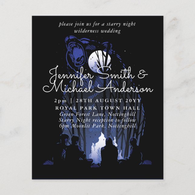 Papier Mariage de camping de nuit Starry en Invitations s (Devant)