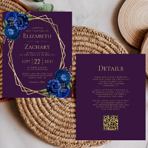 Papier Mariage de code QR couleur bleu violet budgétaire