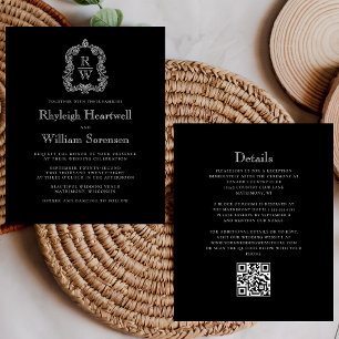 Papier Mariage de code QR du monogramme noir Budget