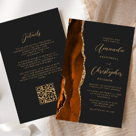 Papier Mariage de code QR foncé de l'âge or rouille budgé