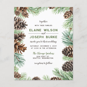Papier Mariage de cône de pin d'hiver Budget
