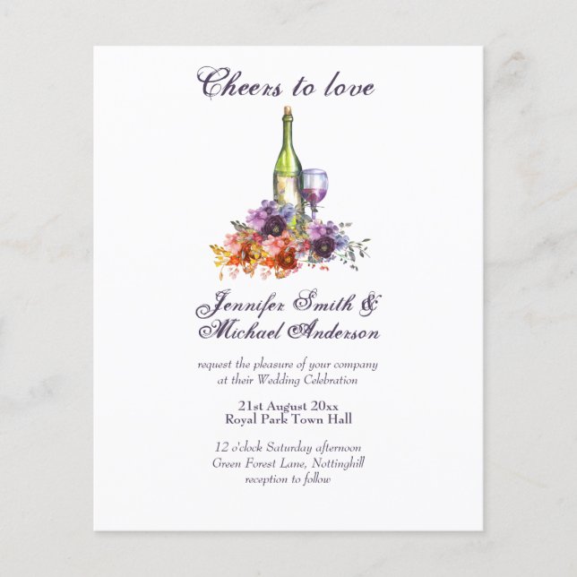 Papier Mariage de dégustation ou Fête des mariées Budget  (Devant)