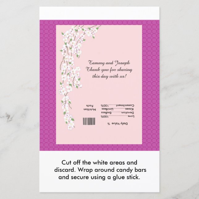 Papier Mariage de fleurs Barre de bonbons (Devant)