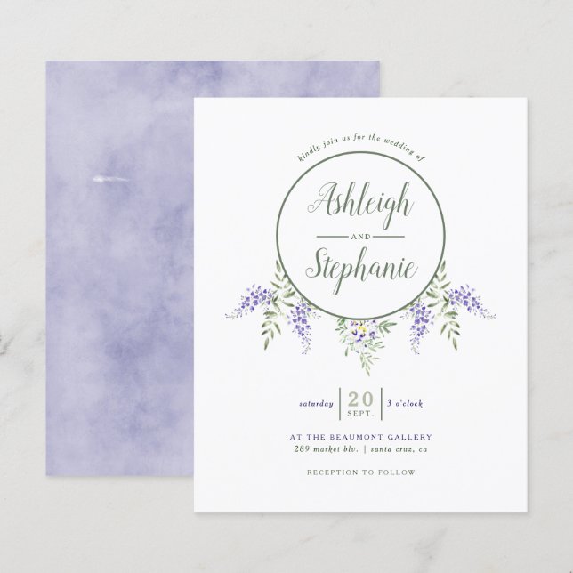 Papier Mariage de goutte d'aquarelle budgétaire (Devant / Derrière)