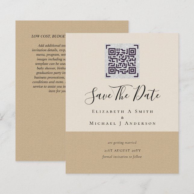 Papier Mariage de la date de sauvegarde du code de numéri (Devant / Derrière)