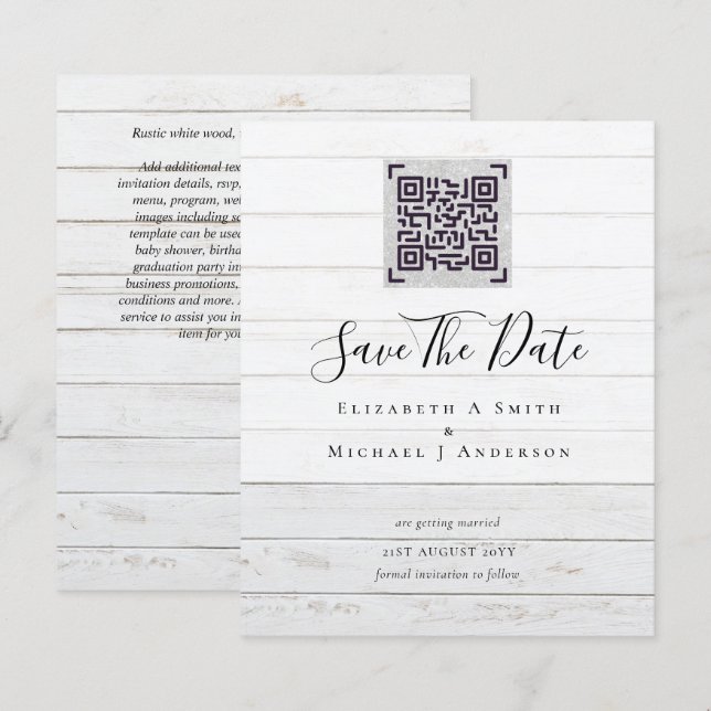 Papier Mariage de la date de sauvegarde du code de numéri (Devant / Derrière)