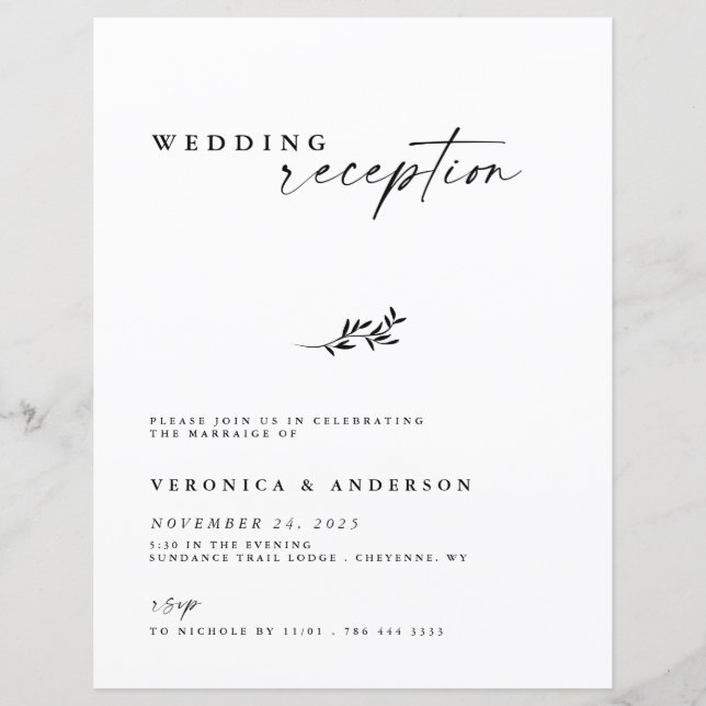 Papier Mariage de la réception de l'Elopement budgétaire  (Devant)
