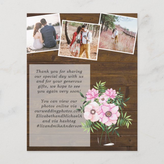 Papier Mariage de Merci de  de la Monnaie Rose (Devant)