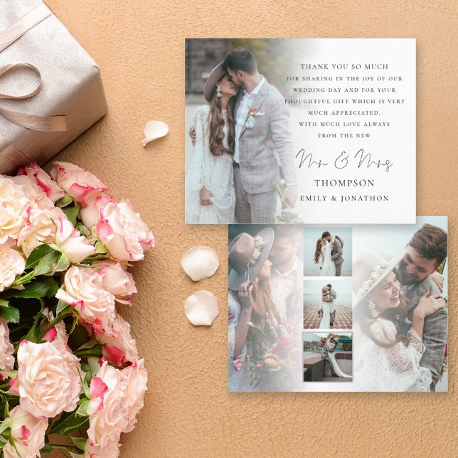 Papier Mariage de Merci de photos du script budgétaire 6 (Front and back view. Budget price smaller size. Part of a large matching wedding colection)