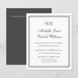 Papier MARIAGE de monogramme à double bordure BUDGET élég