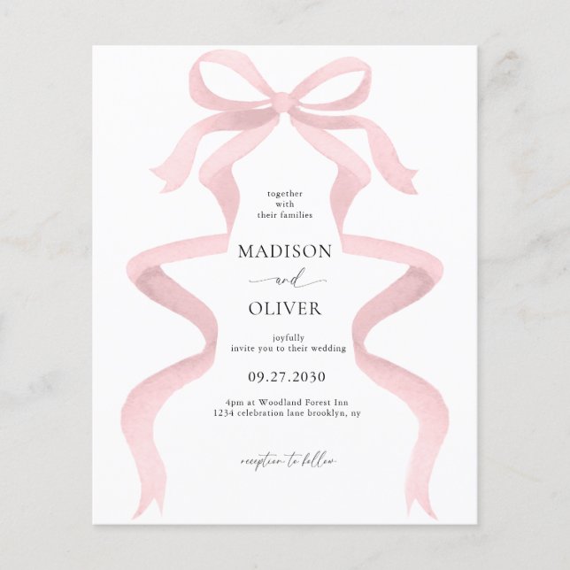 Papier MARIAGE de monogramme rose pâle Élégant BUDGET (Devant)