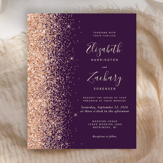 Papier Mariage de Parties scintillant Budget Dark Purple  (Créateur téléchargé)