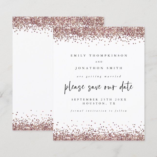 Papier Mariage de Parties scintillant de  d'or du Rose bu (Devant / Derrière)