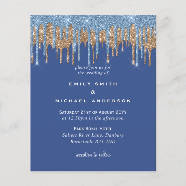Papier Mariage de Parties scintillant de séchage en or bl (Devant)