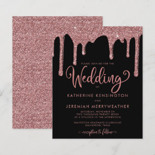 Papier MARIAGE de Parties scintillant d'or Rose noir BUDG