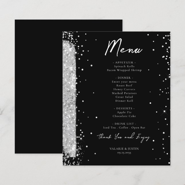 Papier Mariage de Parties scintillant noire et argent Fly (Devant / Derrière)