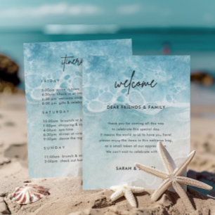 Papier Mariage de plage Bienvenue Timeline Itinéraire