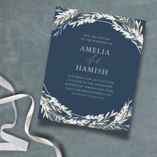 Papier Mariage de remplissage d'aquarelle bleu hiver Budg (Créateur téléchargé)