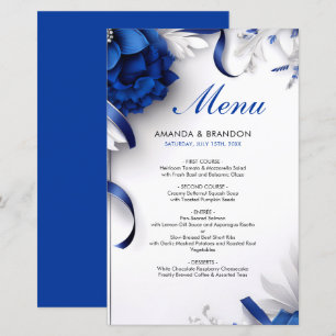 Papier Mariage de rubans bleu et argent de la marine chic