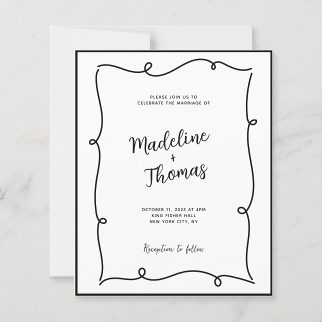 Papier MARIAGE de script de couple mignon tiré à la main (Devant)
