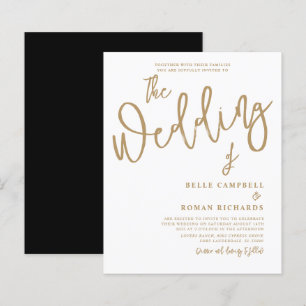 Papier Mariage de script Gold de calligraphie budgétaire