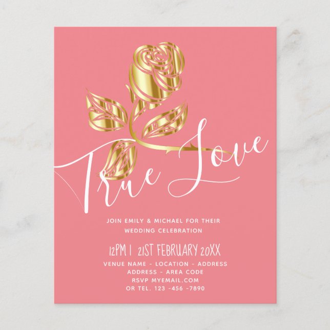 Papier MARIAGE de tendance BUDGET couleurs Vrai amour Ros (Devant)