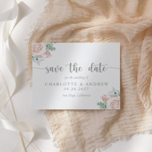 Papier Mariage d'Eucalyptus Floral Rose Vive Enregistrer