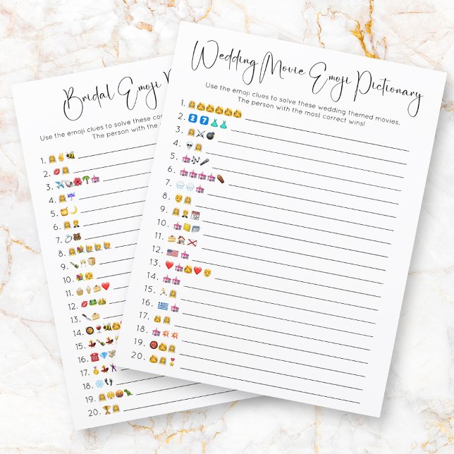 Papier Mariage double face Emoji Pictionary Jeu (Créateur téléchargé)
