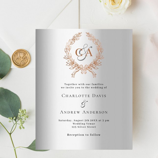 Papier Mariage du budget de la couronne d'or rose argent (Créateur téléchargé)