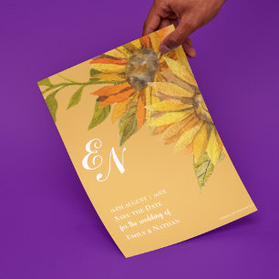 Papier Mariage du monogramme de tournesol jaune Enregistr